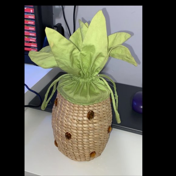 Drawstring pineapple purse/handbag/bag, boho, summer bag, beach, unique fashion - Picture 4 of 6